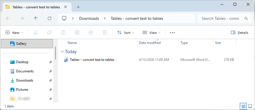 Zip file in download folder
